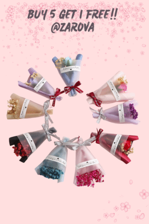 Mini Dried Flower Bouquet Set – Buy 5, Get 1 Free! (Random Colors)