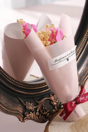 Strawberry Cream (Pink with Pink-Yellow Dried Flower Bouquet)