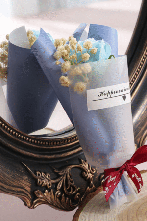 Icy Bloom (Blue with White Dried Flower Bouquet)
