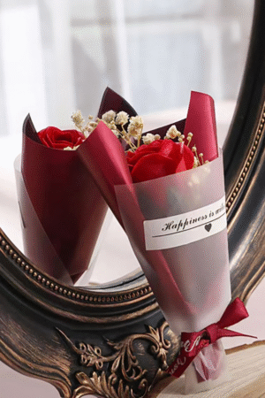 Scarlet Passion (Red with Red Dried Flower Bouquet)